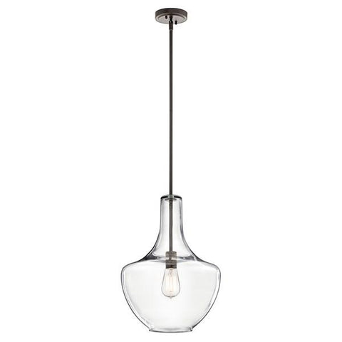 Everly 19.75" 1 Light Bell Pendant Clear Glass-Chrome - IN STOCK