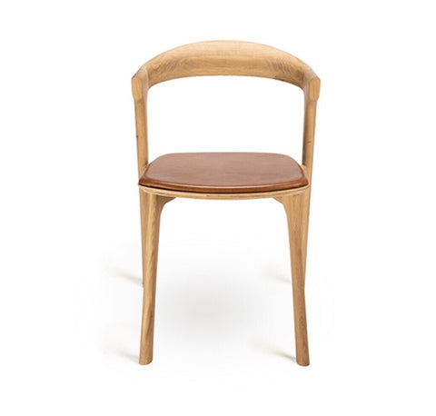 Bok dining chair -Oak - cognac leather-Varnished