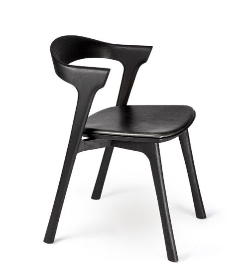 Bok dining chair-Black Oak-Black Leather-Varnished