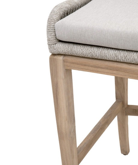 Loom Outdoor Bar Stool - Taupe & White Flat Rope