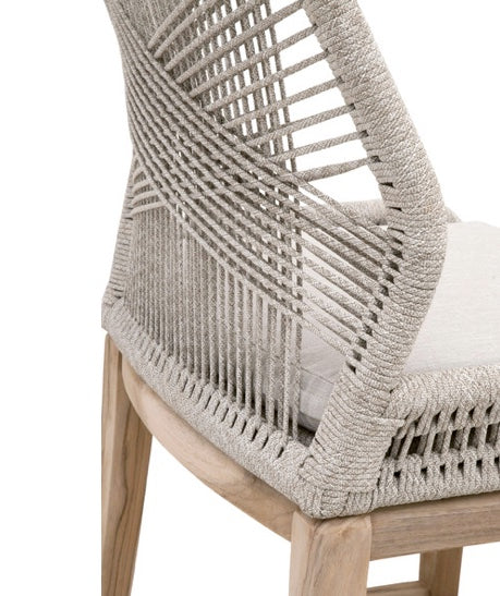 Loom Outdoor Bar Stool - Taupe & White Flat Rope