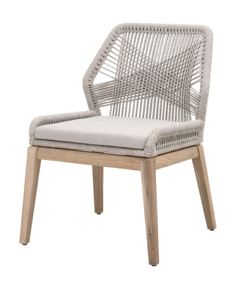 Loom Outdoor Dining Chair - Taupe & White Flat Rope,