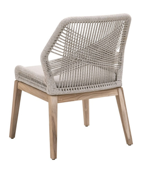 Loom Outdoor Dining Chair - Taupe & White Flat Rope,