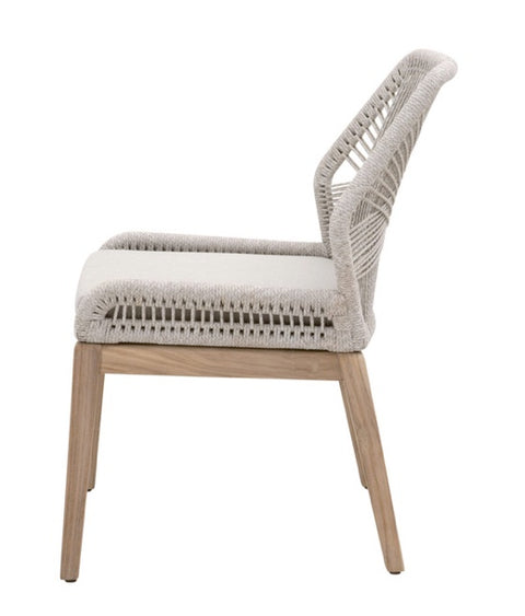 Loom Outdoor Dining Chair - Taupe & White Flat Rope,