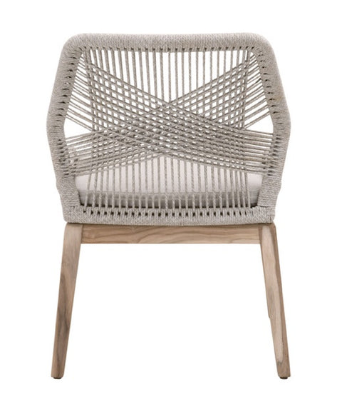 Loom Outdoor Dining Chair - Taupe & White Flat Rope,