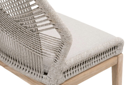 Loom Outdoor Dining Chair - Taupe & White Flat Rope,