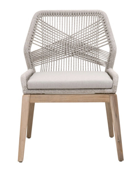 Loom Outdoor Dining Chair - Taupe & White Flat Rope,