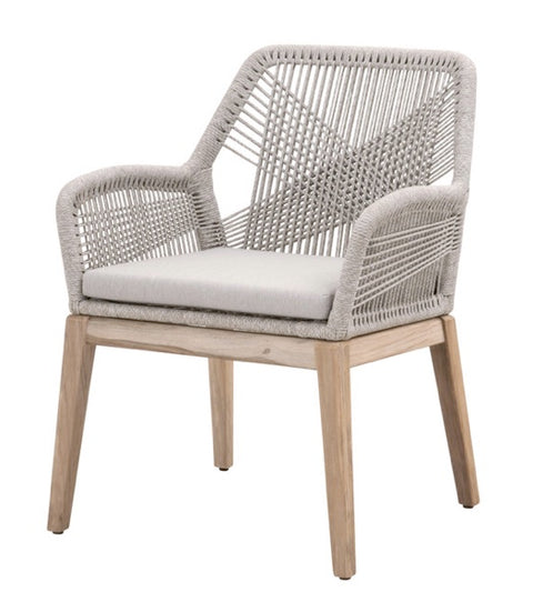 Loom Outdoor Arm Chair - Taupe & White Flat Rope