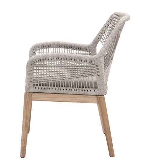 Loom Outdoor Arm Chair - Taupe & White Flat Rope