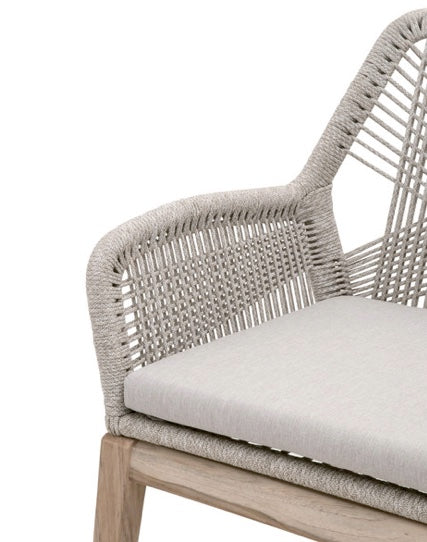 Loom Outdoor Arm Chair - Taupe & White Flat Rope