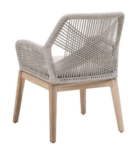 Loom Outdoor Arm Chair - Taupe & White Flat Rope