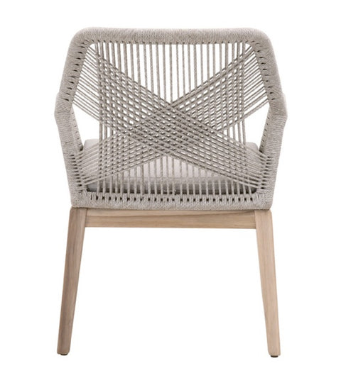 Loom Outdoor Arm Chair - Taupe & White Flat Rope