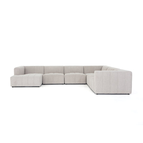 Langham Channeled 6Pc LAF Chaise Sectional-Napa Sandstone