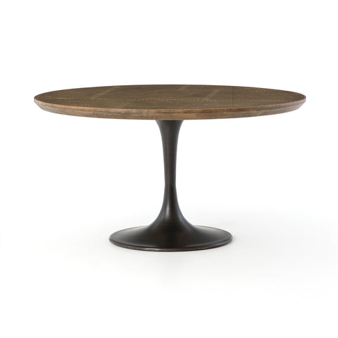 Powell Dining Table 55"- Bright Brass Clad