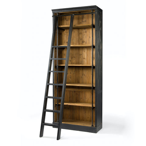 Ivy Bookcase-with Ladder-Matte Black