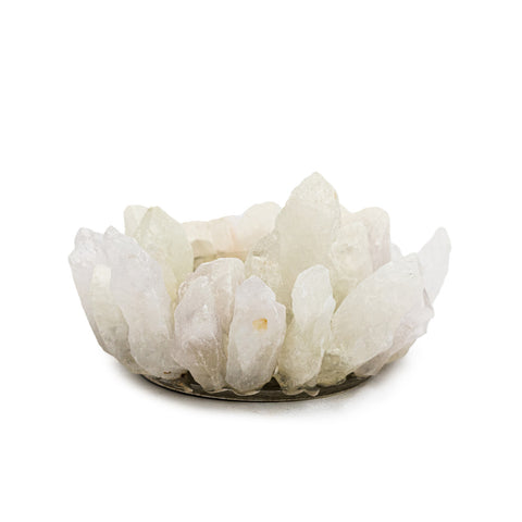 Rock Quartz Tea Light Candle Holder