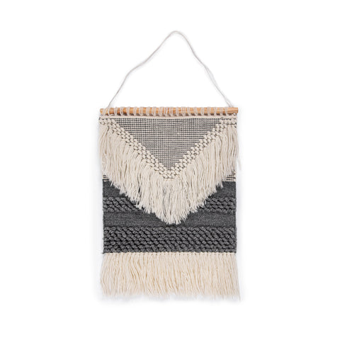 Grey and Cream Fringe Wall Tapestry