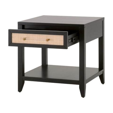 Holland 1-Drawer Side Table - Brushed Black Acacia