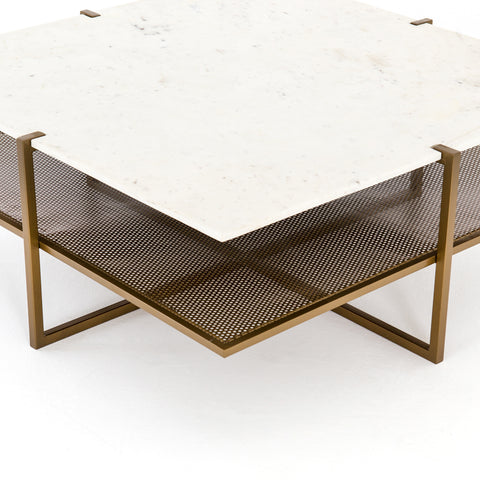 Olivia Square Coffee Table- Antique Brass