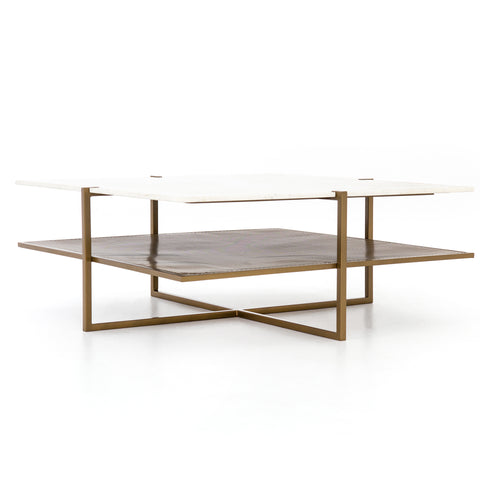 Olivia Square Coffee Table- Antique Brass