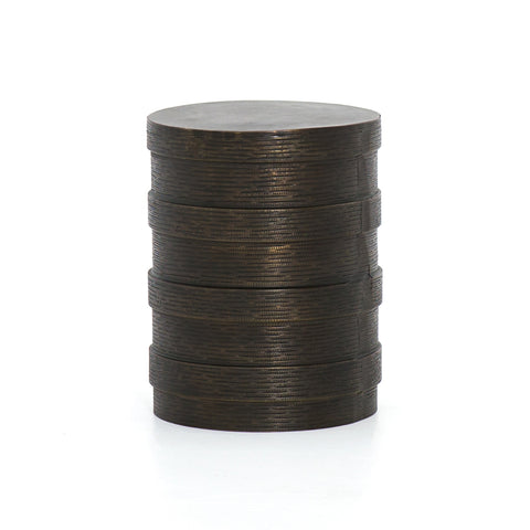 Trello Drum End Table - Textured Brass