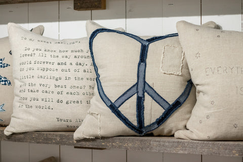 Peace Heart Stitched Pillow
