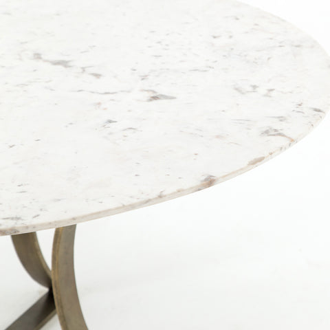 Gage Dining Table 48"- Polished White Marble