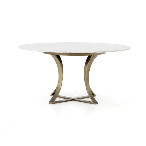 Gage Dining Table 48"- Polished White Marble