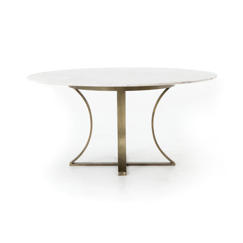 Gage Dining Table 48"- Polished White Marble