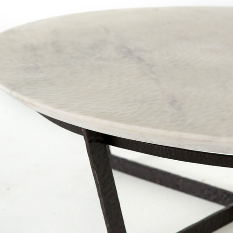 Felix Round Coffee Table - Sandblasted White Marble