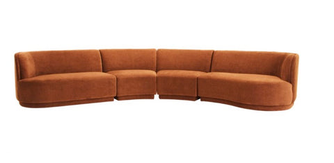 Yoon Eclipse Modular Sectional Chaise Right-Rust