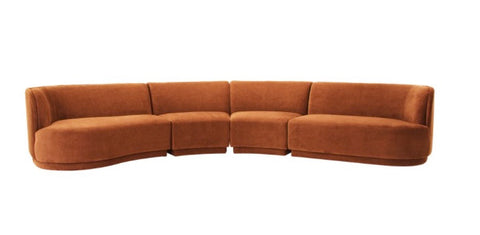 Yoon Eclipse Modular Sectional Chaise Left- Rust