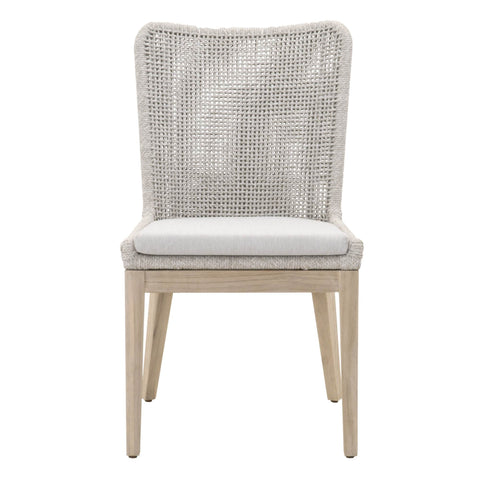 Mesh Outdoor Dining Chair - Taupe & White Flat Rope