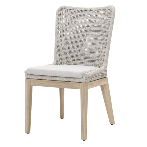Mesh Outdoor Dining Chair - Taupe & White Flat Rope