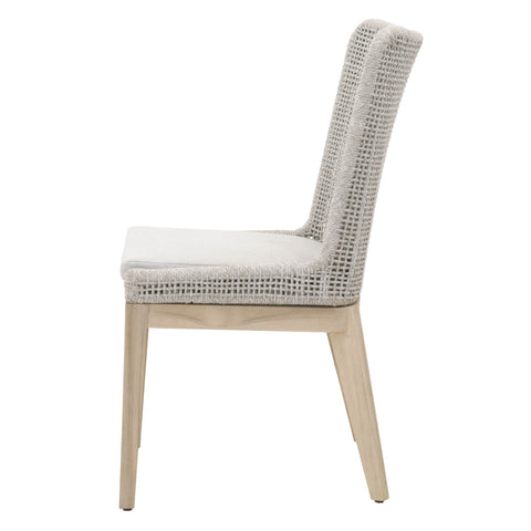 Mesh Outdoor Dining Chair - Taupe & White Flat Rope