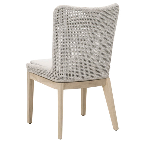 Mesh Outdoor Dining Chair - Taupe & White Flat Rope