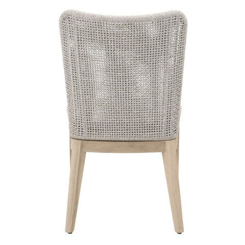 Mesh Outdoor Dining Chair - Taupe & White Flat Rope