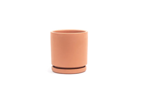Natural Clay Terra-Cotta Cylinder Pots with Water Saucers