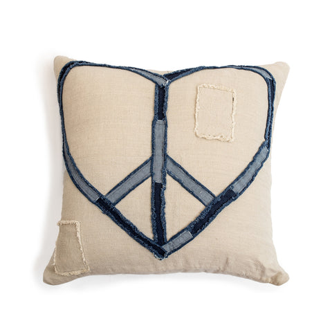 Peace Heart Stitched Pillow