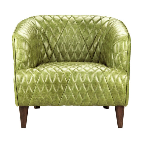 Magdelan Tufted Leather Arm Chair Grove Green