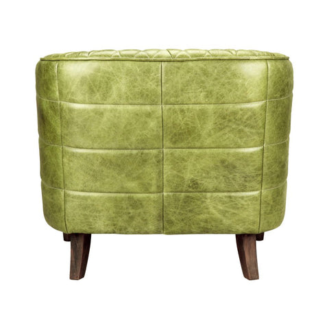 Magdelan Tufted Leather Arm Chair Grove Green