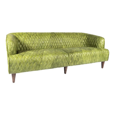 Magdelan Tufted Leather Sofa Grove Green