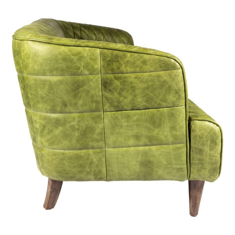 Magdelan Tufted Leather Sofa Grove Green