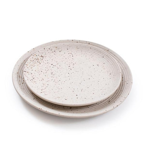 Large Ribbed Ceramic Speckled Plate