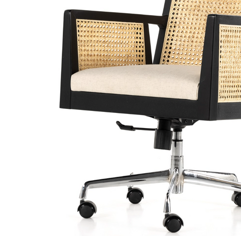 Antonia Cane Arm Desk Chair - Brushed Ebony