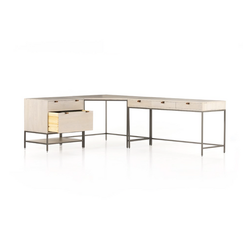 Trey Desk System w/ cabinet-Dove Poplar