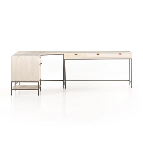 Trey Desk System w/ cabinet-Dove Poplar