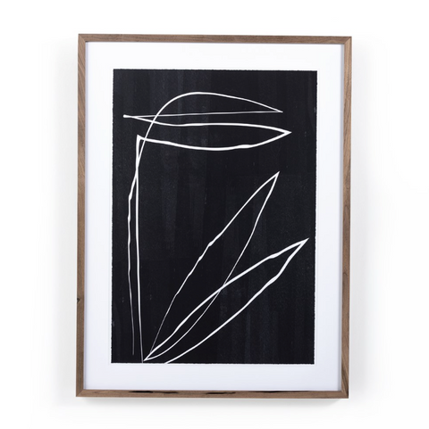 Abstract Botanic Line Drawing by Roseanne Kenny - White Panel