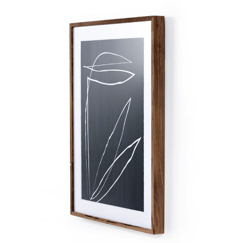 Abstract Botanic Line Drawing by Roseanne Kenny - White Panel