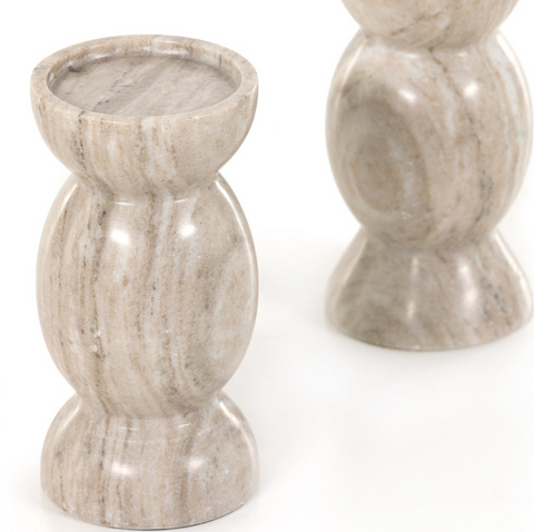 Kivu Pillar Candle Holder -Set of 2 - Grey